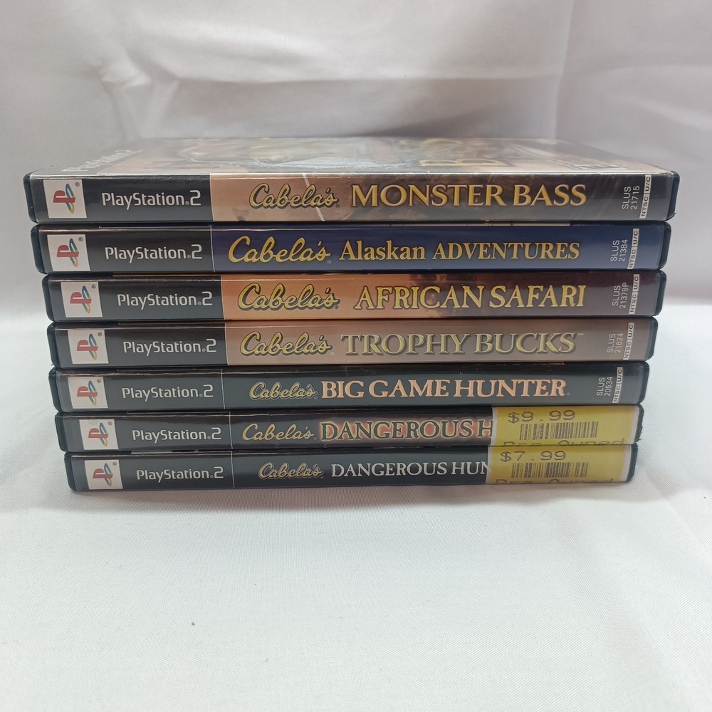 Lot Of 7 PS2 Cabela's Hunting Fishing Games PlayStation Memory Card 8MB
